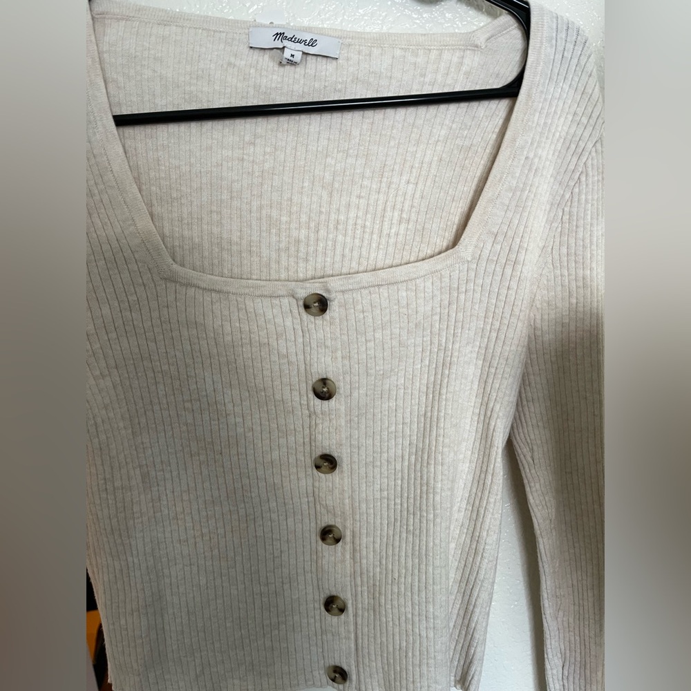 Madewell Cream Ribbed Cardigan - Picture 2 of 2